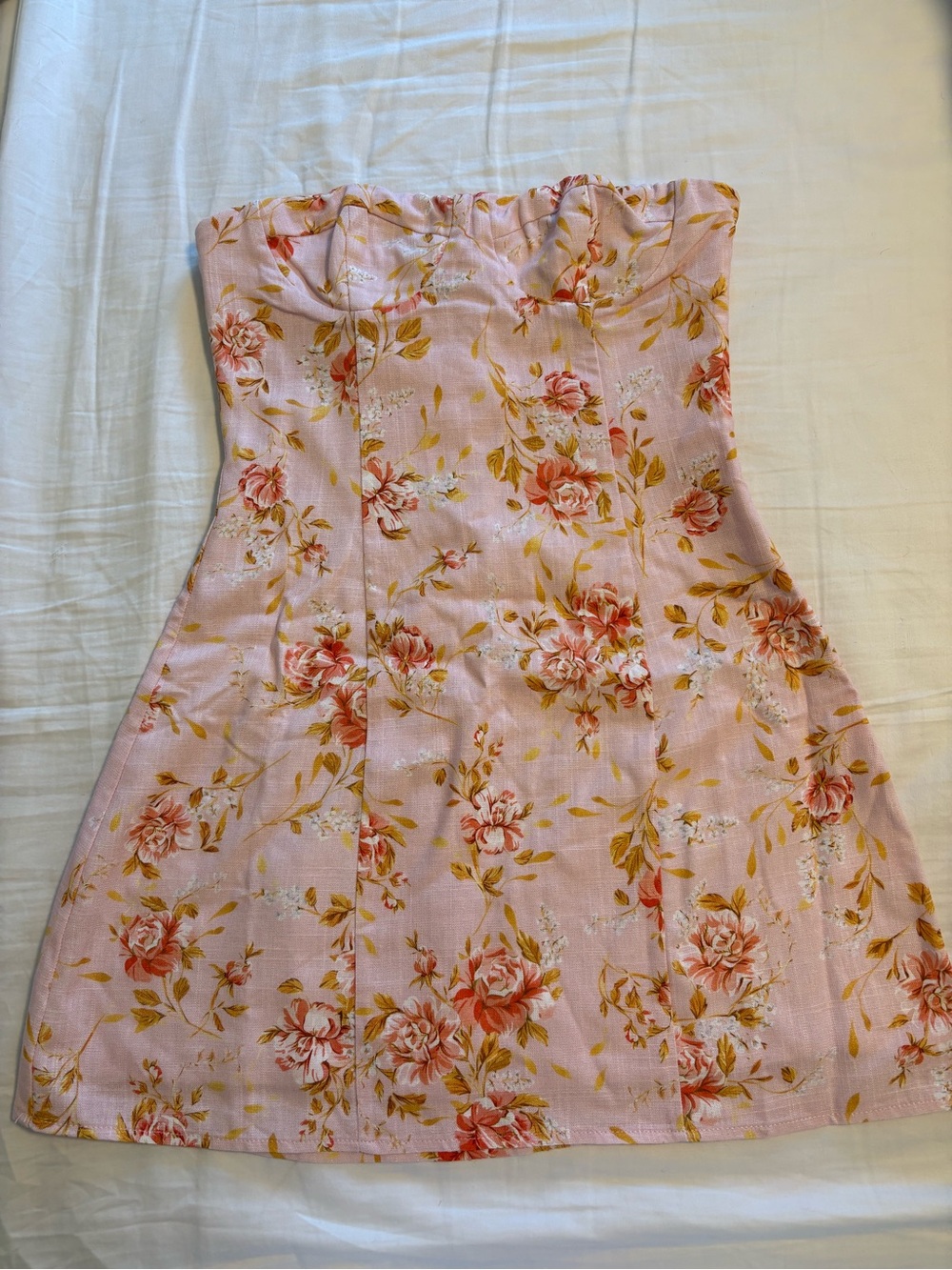 Peppermayo Cali Strapless Mini Dress - Pink Floral - Picture 3 of 5
